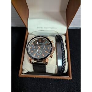 Lucky Brand Watch with bracelet in Box NEW Black rose gold Mens gift set